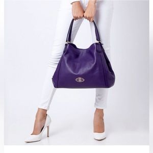 Coach Edie Shoulder Bag 31 Purple Pebbled Leather